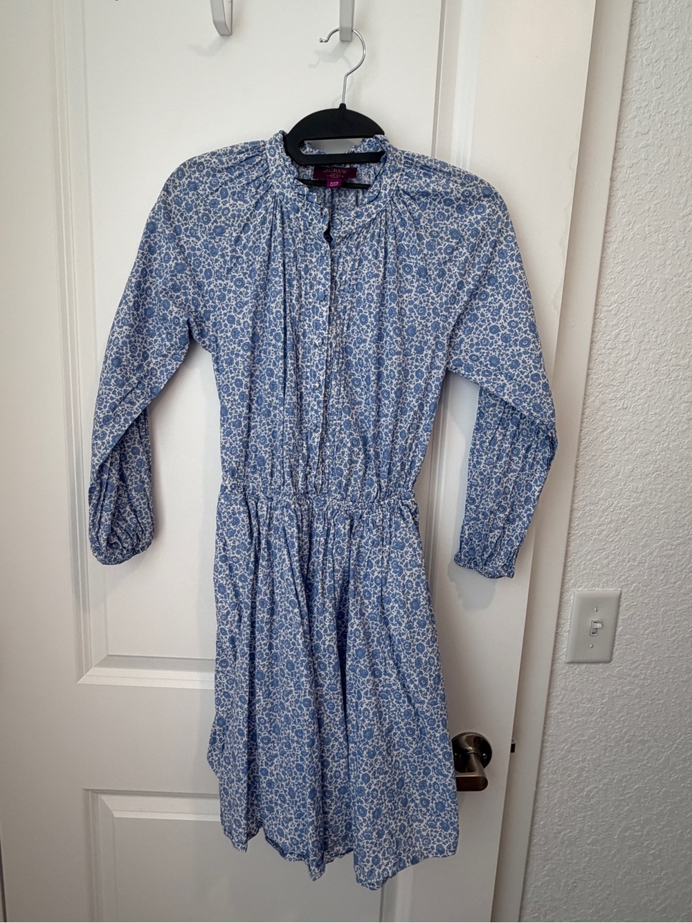 J.Crew Collection Liberty Fabric Blue Floral Smocked Mini Dress XXS EUC